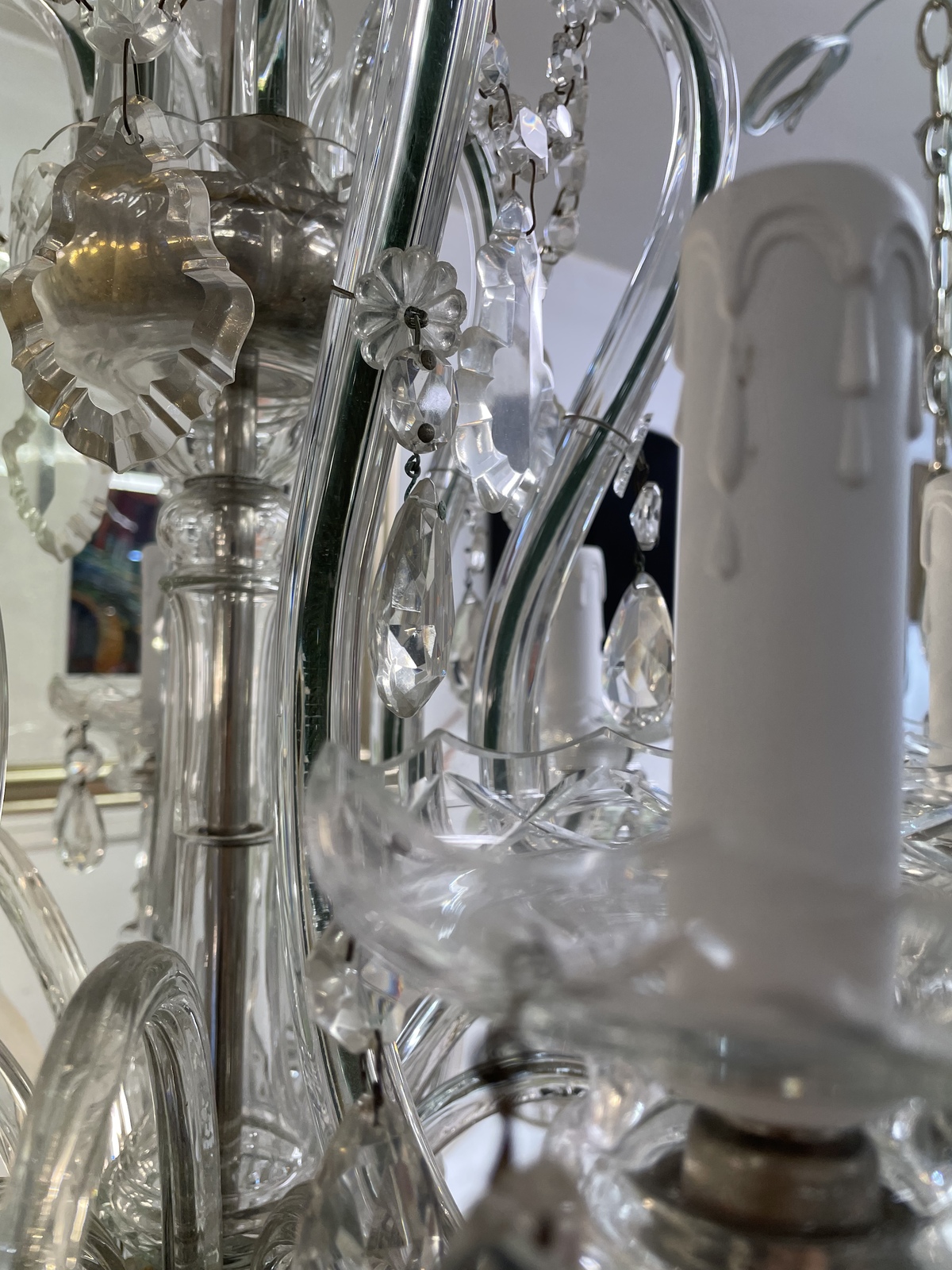 Czechoslovakian crystal store chandelier antique
