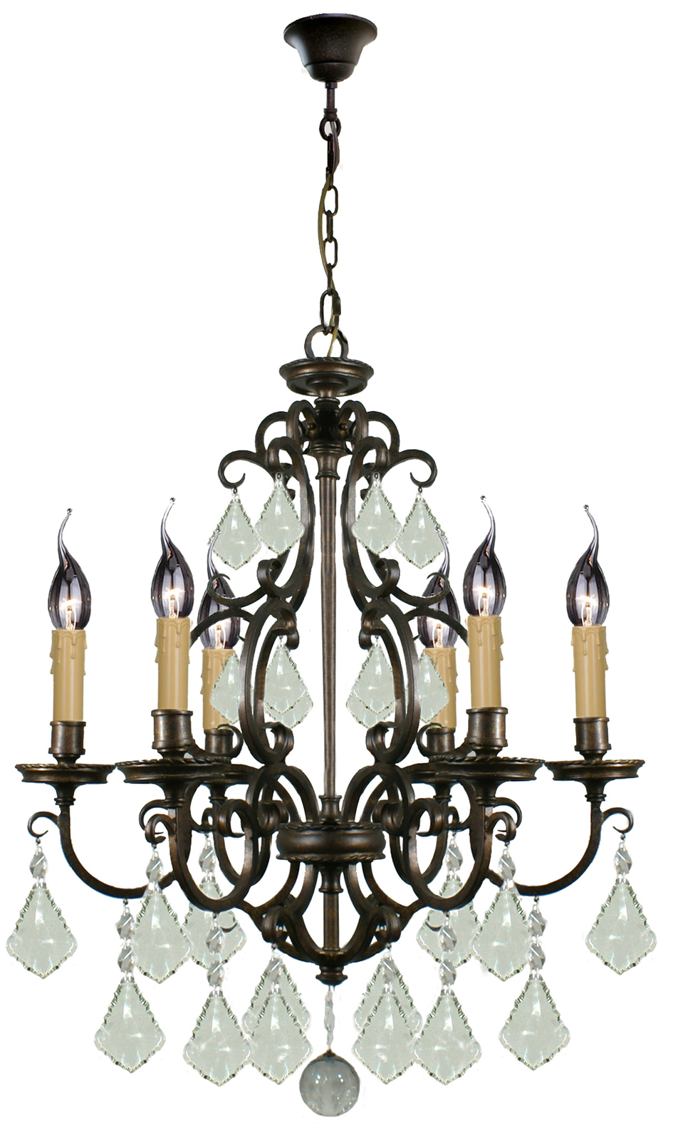 Iron and crystal chandelier deals