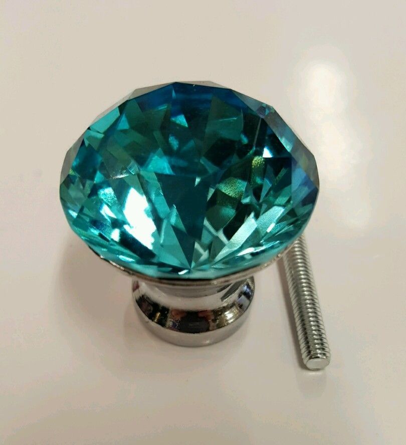 Aqua Crystal Button Bathroom Vanity Drawer