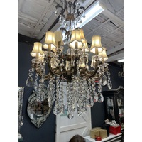 HUGE LARGE CHANDELIER ENTRANCE 15 LIGHT STAIRWELL CRYSTAL FRENCH FOYER EMPIRE