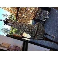 VINTAGE CHANDELIER 1 LIGHT BEADED CRYSTAL ART DECO ORIGINAL HALLWAY ROOM LOUNGE