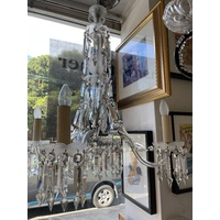 Original Gasolier 4 light antique cut crystal chandelier very rare