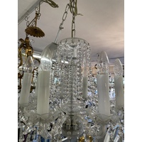 Vintage Czech crystal 6 light chandelier