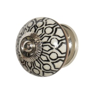 Silver decorative ceramic drawer knob off white