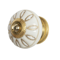 Round 40mm off white brass/gold colour fittings drawer knob
