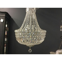 5 LIGHT CRYSTAL BASKET DOME STAIRWELL Chrome 40cms CHANDELIER EMPIRE No.3