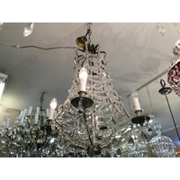 ANTIQUE 4LIGHT CRYSTAL CHANDELIER VICTORIAN EMPIRE FRENCH BEADED RARE No.104