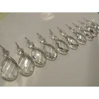 10x ALMOND COMPLETE CHROME DROP PART CHANDELIER LEAD CRYSTAL DROPS 63mm the best