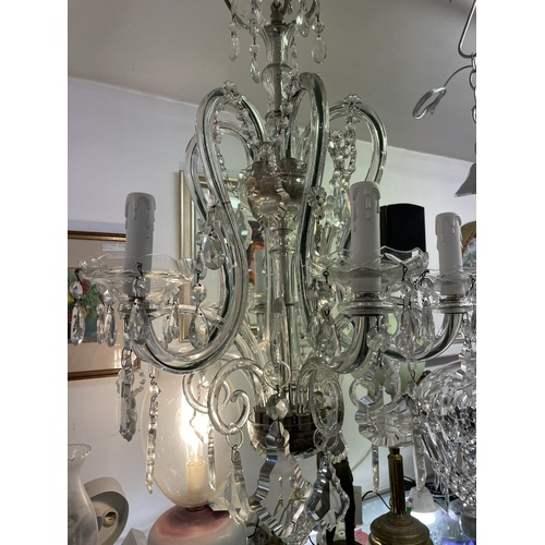6 light full lead crystal chandelier vintage Czech