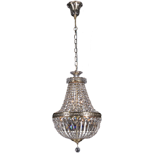 LE PAVILLON ANTIQUE BRASS RANGE BASKET CHANDELIER