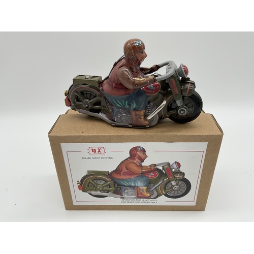 Antique style tin toy motorbike motocycle new boxed