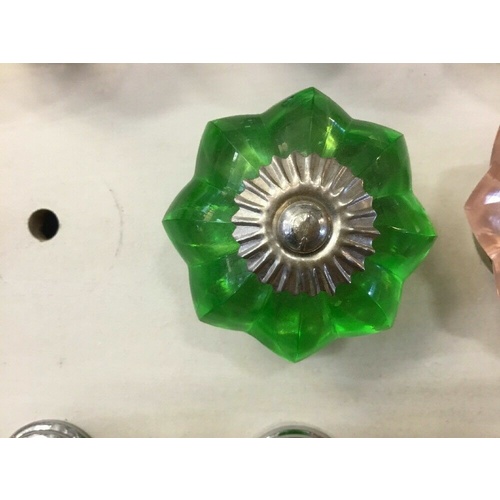 GREEN GLASS STAR KITCHEN DRAWER HANDLE CABINET BEDSIDE TABLE KNOB CHROME 45mm