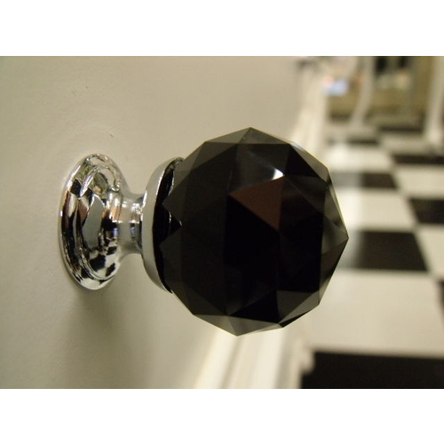 BLACK CRYSTAL BATHROOM VANITY DRAWER HANDLE KNOB 30mm